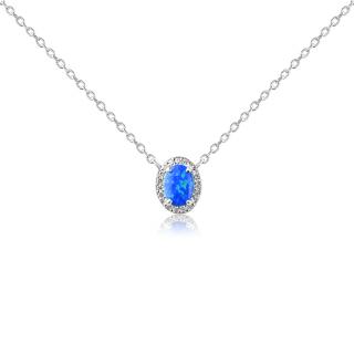 Stříbrný náhrdelník s ozdobou z modrého opálu a zirkonů - Meucci SN130