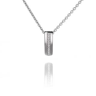 Stříbrný náhrdelník s páskem zirkonů - Meucci SS216N Velikost: 42