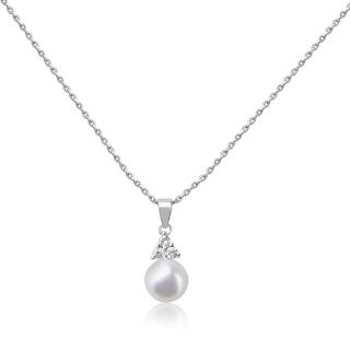 Stříbrný náhrdelník s perlou a zirkony - Meucci SP93N Velikost: 42