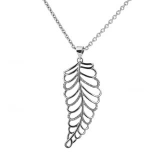 Stříbrný náhrdelník s pírkem ze zirkonů - Meucci SS297N Velikost: 42