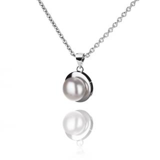 Stříbrný náhrdelník s přírodní perličkou - Meucci SP77N Velikost: 42