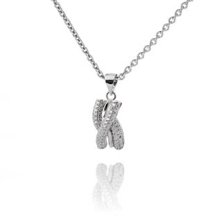 Stříbrný náhrdelník s přívěskem a zirkony - Meucci SS110N Velikost: 42