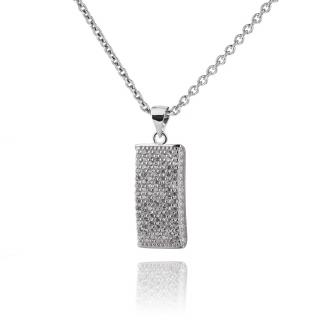 Stříbrný náhrdelník s přívěskem se stovkami zirkonů - Meucci SS154N Velikost: 42