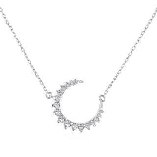 Stříbrný náhrdelník s půlměsícem zdobeným zirkony - Meucci SYN023