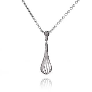 Stříbrný náhrdelník s řadami zirkonů - Meucci SS258N Velikost: 42