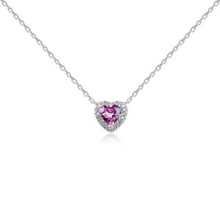 Stříbrný náhrdelník s růžovým zirkonovým srdíčkem - Meucci SN131