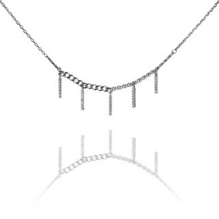 Stříbrný náhrdelník s visacími zirkonovými tyčinkami - Meucci SN099