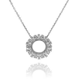 Stříbrný náhrdelník s výrazným kruhem zirkonů - Meucci SN044