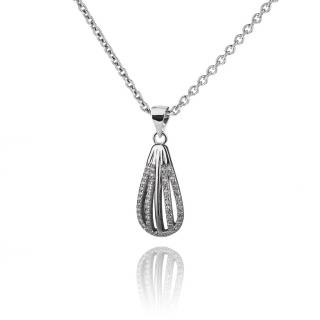 Stříbrný náhrdelník se čtyřmi řadami zirkonů - Meucci SS227N Velikost: 42