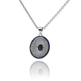 Stříbrný náhrdelník se safírem a zirkony- Meucci SS294N Velikost: 42