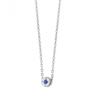 Stříbrný náhrdelník se safírem uprostřed - Meucci SLN002