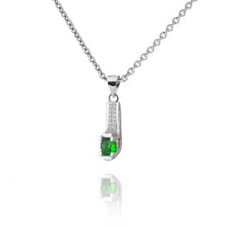 Stříbrný náhrdelník se smaragdem a dvěma řadami zirkonů - Meucci SS145N/02 Velikost: 42