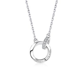 Stříbrný náhrdelník se spojenými kroužky a nápisem - Meucci SYN011