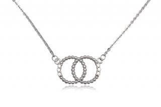 Stříbrný náhrdelník se spojenými kruhy a zirkony - Meucci SN091