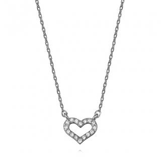 Stříbrný náhrdelník se srdíčkem posetým zirkony - Meucci SLN017