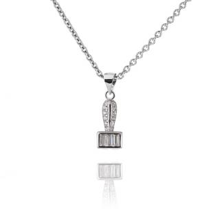 Stříbrný náhrdelník se třemi obdélníky a zirkony - Meucci SS171N Velikost: 42