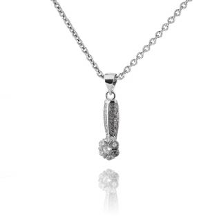 Stříbrný náhrdelník zdobený zirkonovou květinkou - Meucci SS156N Velikost: 42