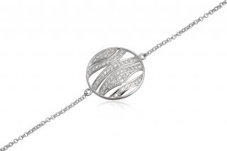 Stříbrný náramek s kruhovou ozdobou se zirkony - SB165