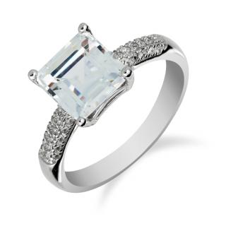 Stříbrný prsten s čtvercovým zirkonem - Meucci SS130R Velikost: 57