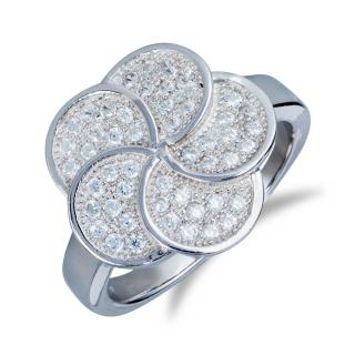 Stříbrný prsten s kytičkou a mikrozirkony - Meucci SM27R Velikost: 52
