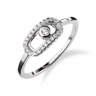 Stříbrný prsten s malým kulatým zirkonem a zirkony okolo - Meucci SR118 Velikost: 52