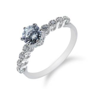 Stříbrný prsten s řadou drobných zirkonů a velkým zirkonem - Meucci SS70R Velikost: 54