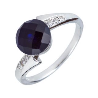 Stříbrný prsten s tmavým safírem a zirkony - Meucci SS33R/01 Velikost: 52