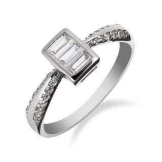 Stříbrný prsten se třemi obdélníky a zirkony - Meucci SS171R Velikost: 54