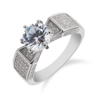 Stříbrný rhodiovaný prsten se zirkonem - Meucci SR082 Velikost: 52