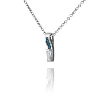 Stříbrný zajímavý náhrdelník s přívěsem se zirkonem a mnoha chrysolity - Meucci SS149P/15 Velikost: 42