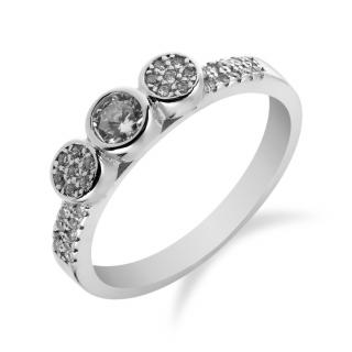 Stříbrný zajímavý prsten s mnoha zirkony - Meucci SR036 Velikost: 57