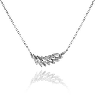 Stylový stříbrný náhrdelník s lístkem ze zirkonů - Meucci SN025