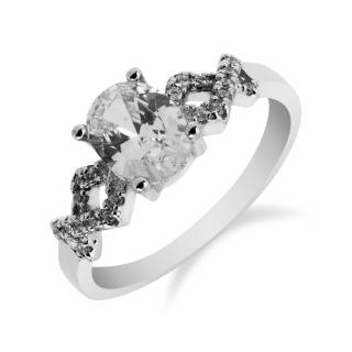 Stylový stříbrný prsten s oválným zirkonem - Meucci SS83R/08 Velikost: 54