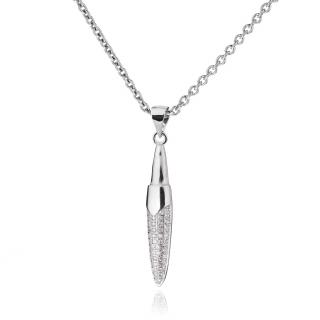 Vyrázný stříbrný náhrdelník s řadami zirkonů - Meucci SS141N Velikost: 42
