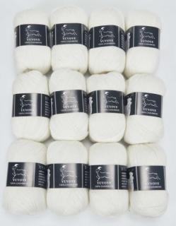 Příze 100% kašmír Yuyoye 4-fach, 12x50 g Barva: White 12ks