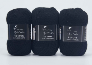 Příze 100% kašmír Yuyoye 4-fach, 3x50 g Barva: Black 3ks