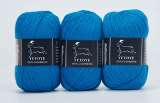 Příze 100% kašmír Yuyoye 4-fach, 3x50 g Barva: Blue 3ks