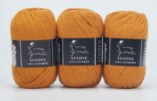 Příze 100% kašmír Yuyoye 4-fach, 3x50 g Barva: Ginger 3ks