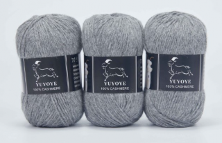 Příze 100% kašmír Yuyoye 4-fach, 3x50 g Barva: Grey 3ks