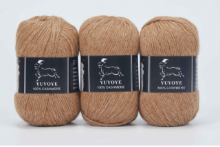 Příze 100% kašmír Yuyoye 4-fach, 3x50 g Barva: Khaki 3ks