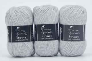 Příze 100% kašmír Yuyoye 4-fach, 3x50 g Barva: Light Grey 3ks