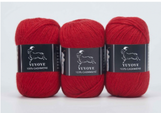 Příze 100% kašmír Yuyoye 4-fach, 3x50 g Barva: Red 3ks