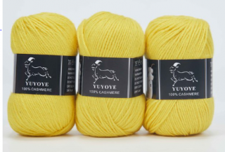 Příze 100% kašmír Yuyoye 4-fach, 3x50 g Barva: Yellow 3ks