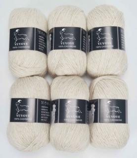 Příze 100% kašmír Yuyoye 4-fach, 6x50 g Barva: Beige 6ks