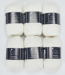 Příze 100% kašmír Yuyoye 4-fach, 6x50 g Barva: White 6ks