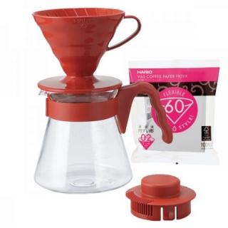 Hario sada Pour Over Kit V60-02 červený (Sada na filtrovanou kávu)