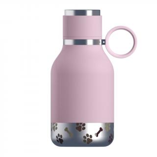 Nerezová termoska na vodu s psí miskou Asobu Růžová