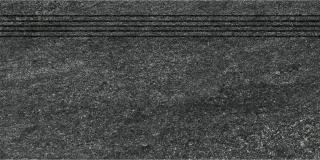 RAKO Quarzit DCVSE739, schodovka, černá, reliéfní, 30 x 60 x 1 cm