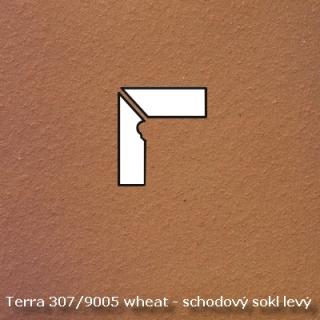 Ströher Keraplatte Terra 307/9005 wheat, schodový sokl levý, okrová, délka ramene 29 cm
