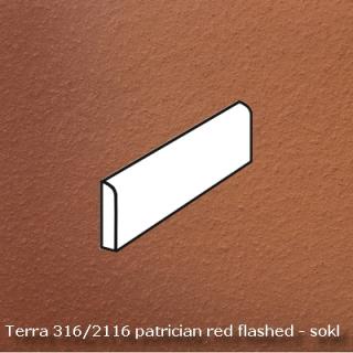 Ströher Keraplatte Terra 316/2116 patrician red flashed, sokl, cihlová, 24 x 7,3 x 1 cm
